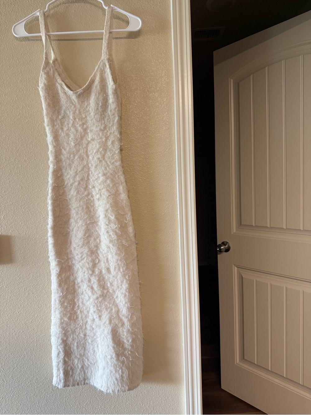 H&M Cream Textured Maxi Slip Dress
